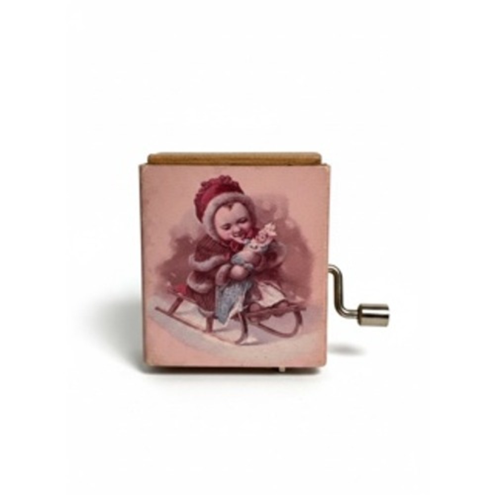 Victorian Trading Co Christmas Music Box Hand Crank Vintage Child Sled Verse